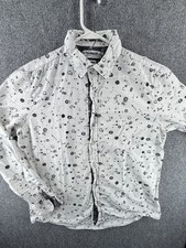 Desigual Black White Geometric Button-Down Large Shirt Men Long Sleeve Adult