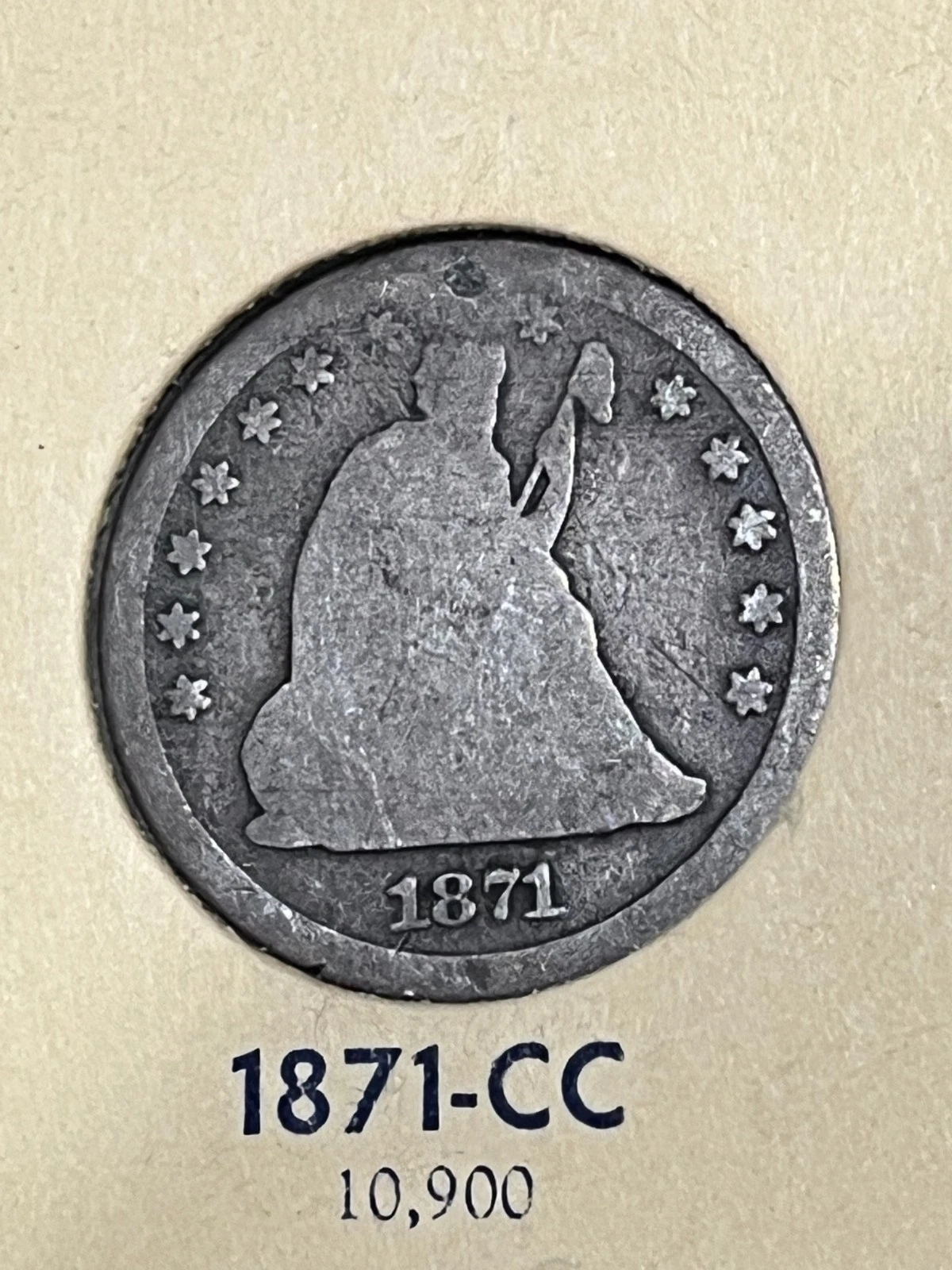 1871-CC Seated Quarter - VERY RARE!!!