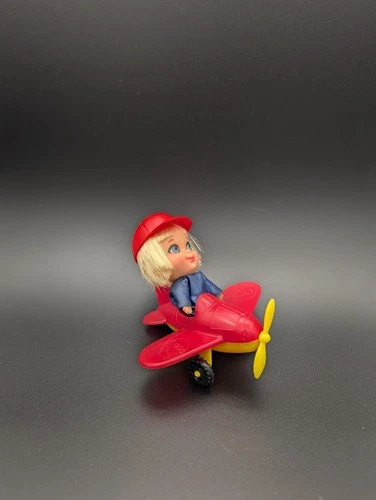 Vintage Mattel Liddle Kiddles WINDY FLIDDLE Doll, Jumpsuit Hat And Airplane