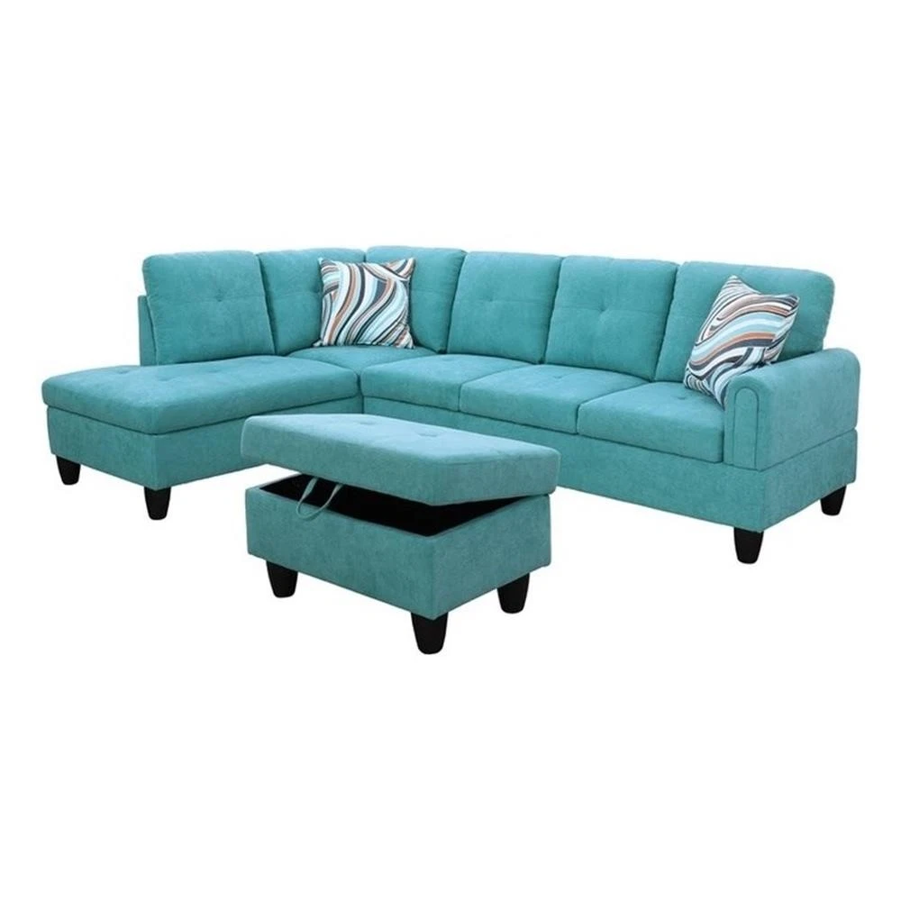 Star Home Living 3PC Flannelette Sectional Sofa with Ottoman (Sea Green)
Opens in a new window or ta