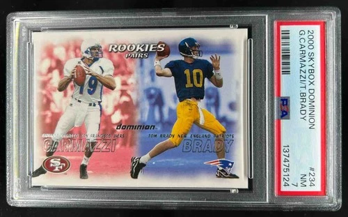 2000 Skybox Dominion Giovanni Carmazzi Tom Brady Rookie RC #234 Jets PSA 7