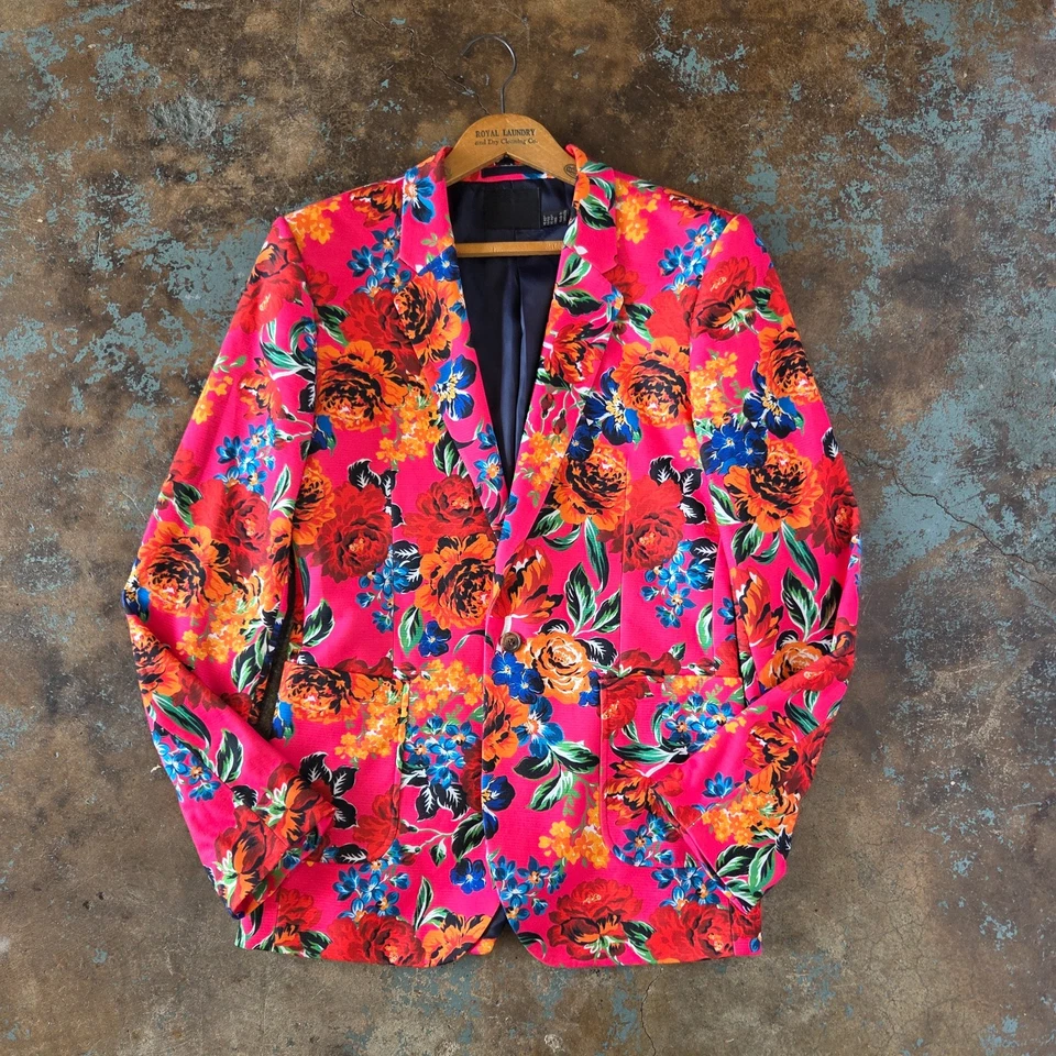 Abrigo Blazer Traje Deportivo Floral Rosa Habana Talla 40L Chaqueta Larga para Fumar ASOS Foto 2 de 4