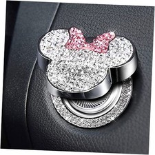 Car Cute Push to Start Button Cover Accessories, Pink Bling Crystal Car Silver