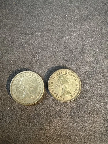 Two silver coins - CANADA 1960 and 1961  80% SILVER 25 CENTS