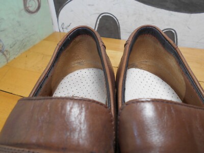 Clarks Unstructured Brown Leather Penny Loafers Men display picture 3