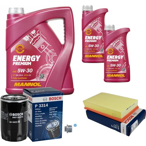 BOSCH Inspektionpaket 7 L MANNOL Energy Premium 5W-30 für Audi Cabriolet 2.6