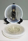 Set of 4 ANCHOR HOCKING Moonstone Opalescent Hobnail Plates 6 3/8" 1942-46