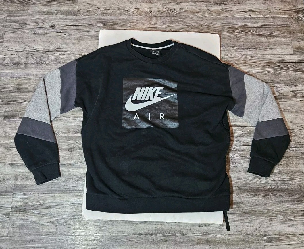 Nike Air Crew Neck Sweatshirt Black With Big Logo Size Large