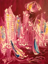 Painting CITYSCAPE   abstract SIGNED BY KAZAV Original    IMPRESSIONIST NR