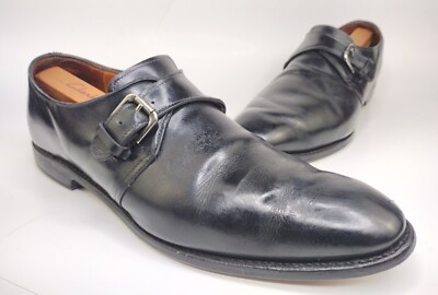 Allen Edmonds Black Leather Warwick Monk Strap Dress Shoes 