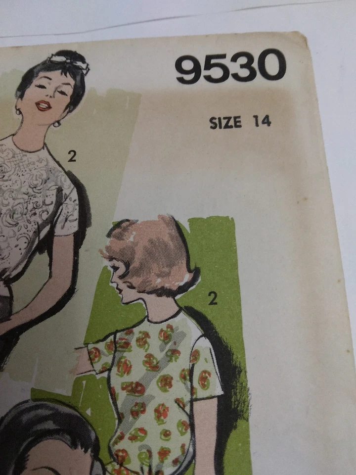 Top Shirt Blouse Overblouse 14 Advance 9530 Sewing Pattern VTG 50s Long Short - Image 3 of 4