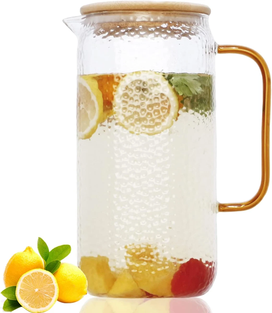 Glass Pitcher With Lid, Easy Clean Heat Resistant Glass Water