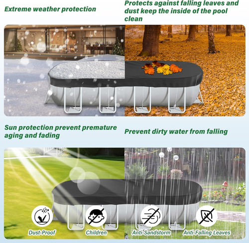 Telo Di Copertura per Piscina Fuori Terra Oxford 210D, Resistente Agli Strappi, - Foto 2 di 12