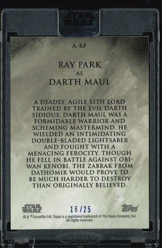 2018 Star Wars Stellar Signatures Ray Park as Darth Maul OnCard Auto 16/25 Blue - Picture 2 of 2