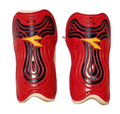 Diadora Soccer Technology Shin Guards Red Youth Kids Gamma 11 Score Padded