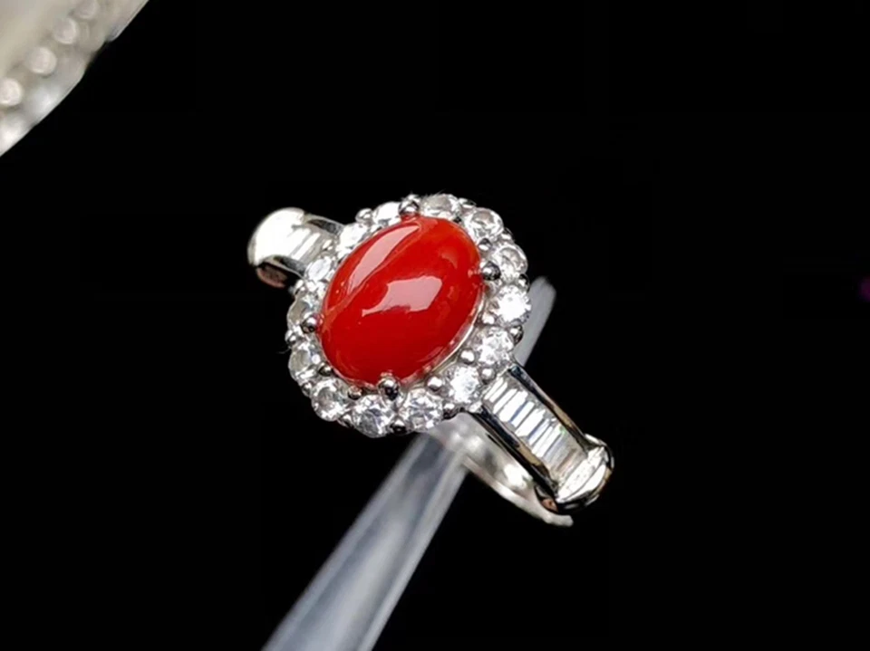 Anillo solitario de compromiso natural australiano de plata 925 hecho a mano para mujer Foto 4 de 4