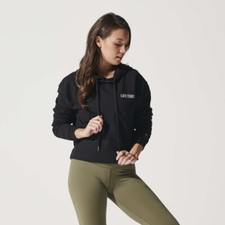 Life Time Crop Pullover Hoodie Women's S Black Long Sleeve Boxy Fit Outdoor Work