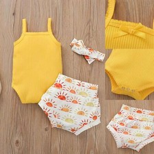 Kids Baby Romper Infant Headband Girl Jumpsuit Newborn Outfit Bodysuit Clothes