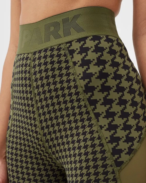 Womens Adidas Ivy Park Halls Of Ivy 3S Green Black Houndstooth Leggings Size XS - Image 2 of 4