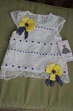 White lacy with daisies bows size 12 month Rare Editions dress
