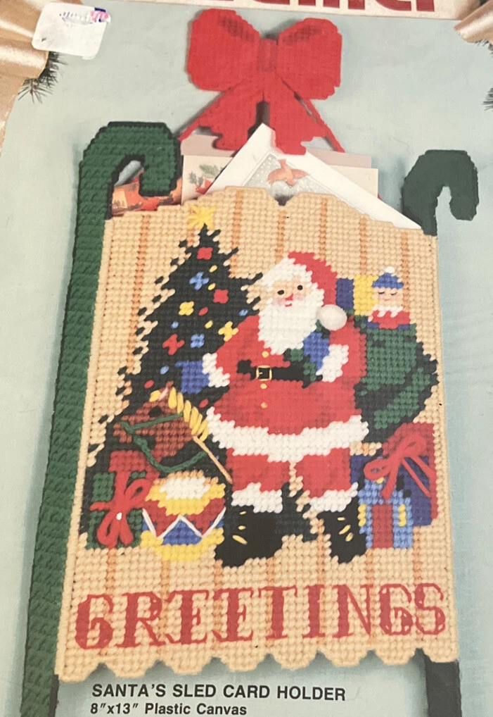 Bucilla Cross Stitch Santa’s Sled Card Holder 61153 NEW SEALED 8x13