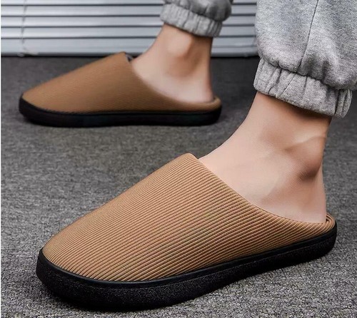 Piel Forrada cálida para hombre Flat Tacón Cómodo Antideslizante Zapatillas Zapatos  Tallas Grandes | eBay