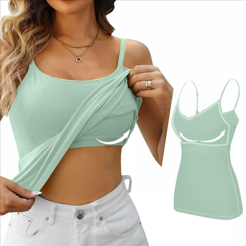 Women's Camisole with Built in Shelf Bra Adjustable Strap Vest Comfort Tank Tops - Bild 14 von 33