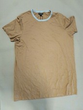 Brave Soul Jersey Contrast Collar T-Shirt Dress Camell Size UK 22 (050523sh)