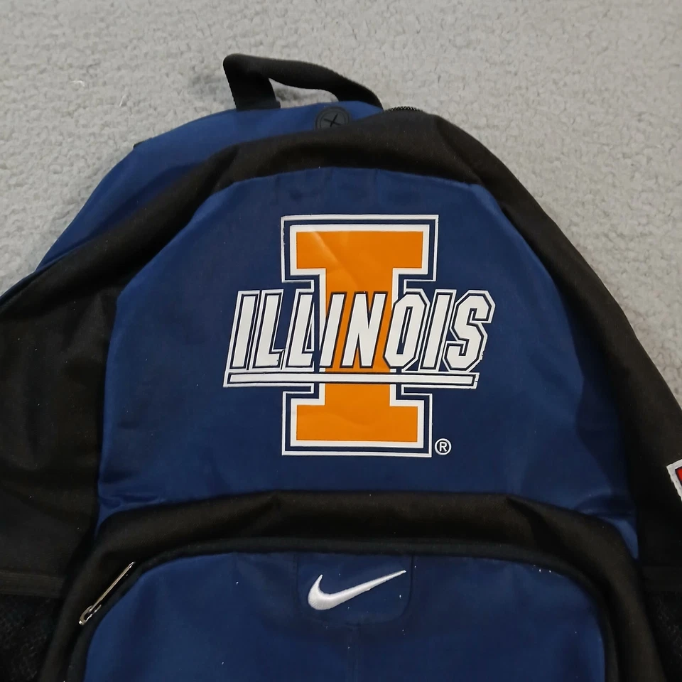 Mochila de viaje vintage Illinois Fighting Illini azul negro Nike Team Y2K Foto 2 de 4