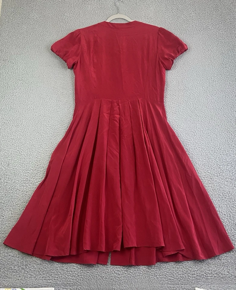 Lafayette 148 New York Short Sleeve Silk Dress Pockets Flowy Women’s Red Size 8 - Image 2 of 4