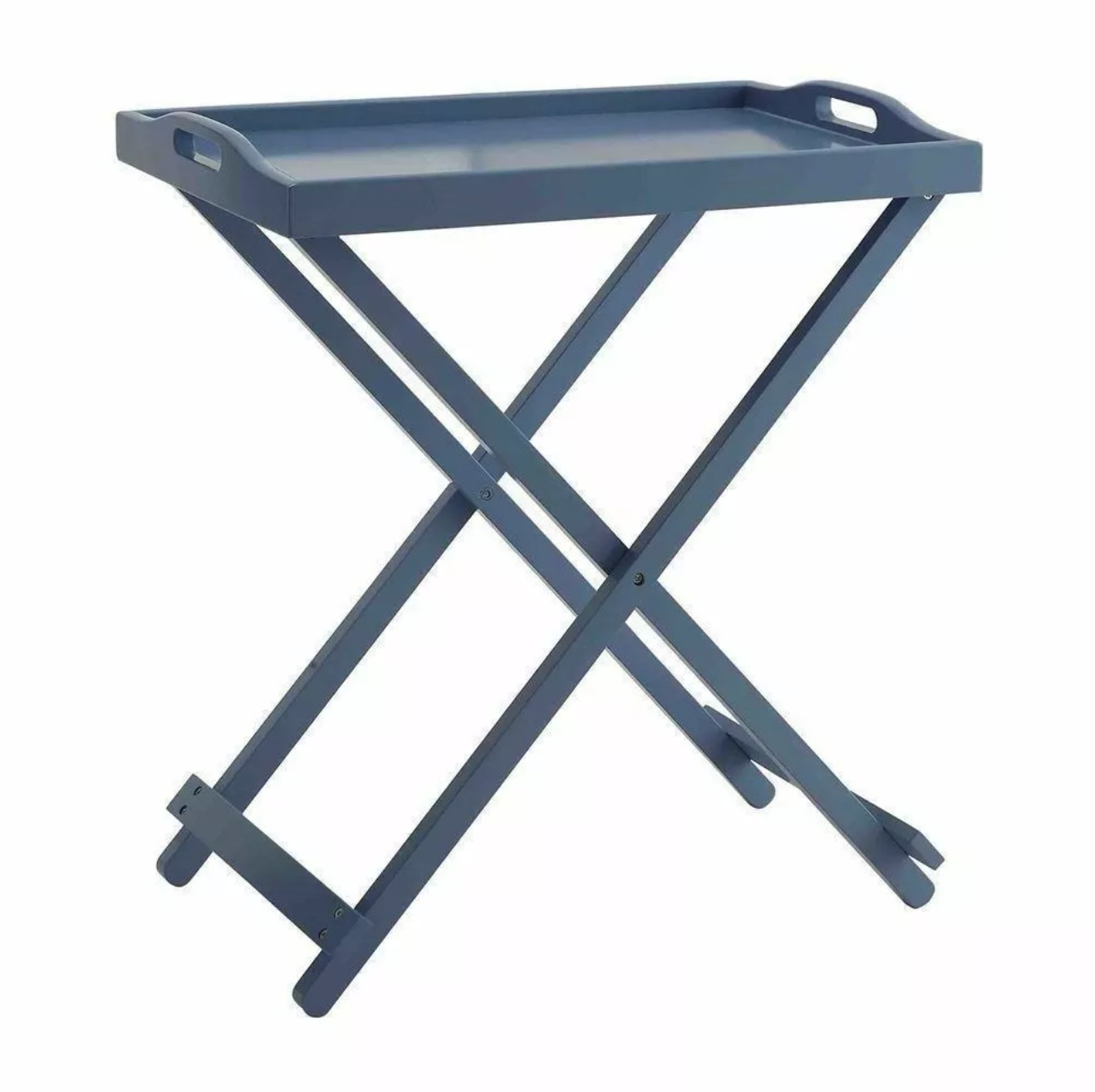 Blue Wooden TV Tray Folding Snack Table Lip Serving Accent B