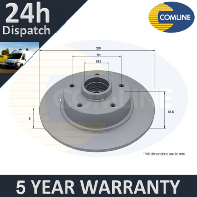 Fits Renault Megane 2015- 1.2 1.5 dCi 1.6 Comline Rear Brake Disc