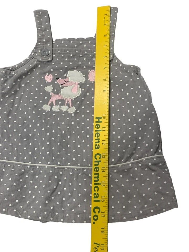 灯芯绒套衫连衣裙女孩 2T 灰色白色 Polkadot Poddle 狗 2017 — 第 3/4 张图片
