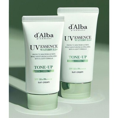 D'ALBA UV ESSENCE WATERFULL+TONE-UP GREEN Correcting 50ml + 50ml  SPF 50+PA++++