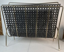 Vintage Mesh Metal Wire Magazine Rack Mid Century Modern Record Rack Stand