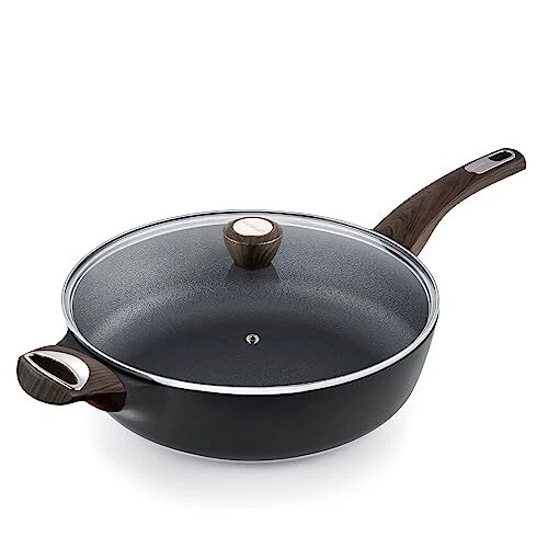 12Inch Nonstick Deep Frying Pan,5Qt Non Stick Saute Pan with Lid,Large  Skille