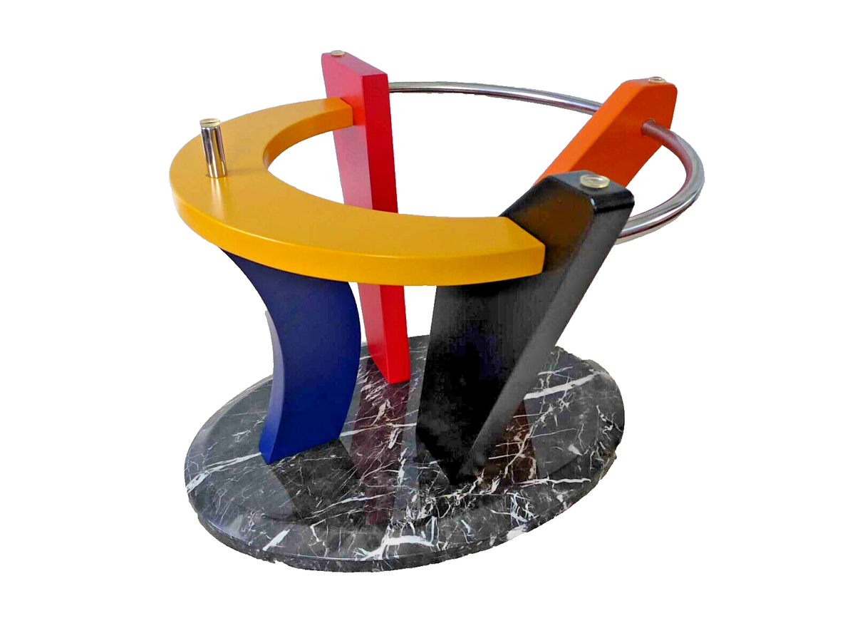 Memphis Design Marble and Glass Coffee Table 1980s Colorful