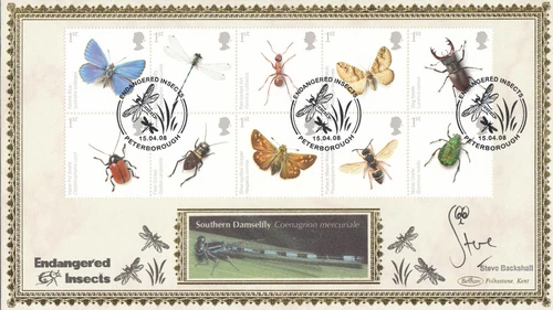 STEVE BACKSHALL SIGNED Insects GB Benham FDC  Peterborough 2008 (105171)