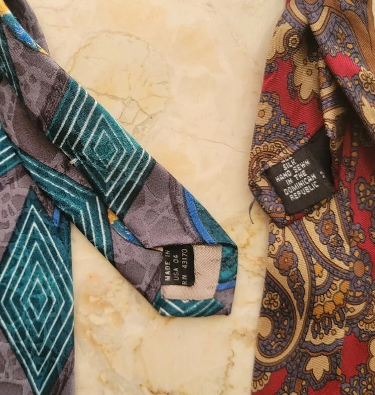 VINTAGE 2 ACCENTS MEN'S NECKTIES Made In USA & Dominican Republic 100% SILK! - Image 3 of 3