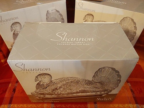 Turkey Cover Butter Dish by GODINGER Thanksgiving Shannan Crystal NEW SB/ZZ - Picture 4 of 4