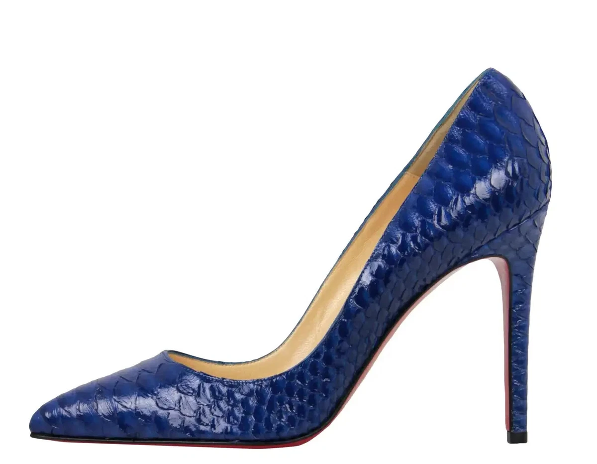 NEW CHRISTIAN LOUBOUTIN Cobalt Blue Crystal Python Pigalle 100 Pumps 40 Shoes | eBay