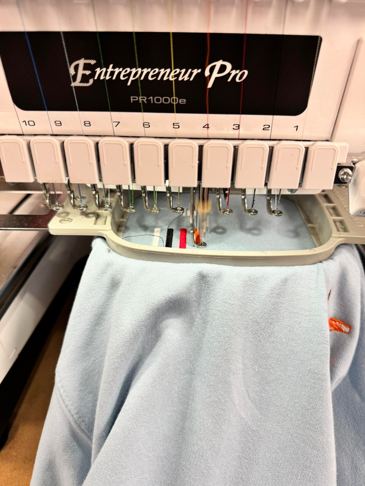 Brother PR1000e 10 needle embroidery machine with various hoops eBay