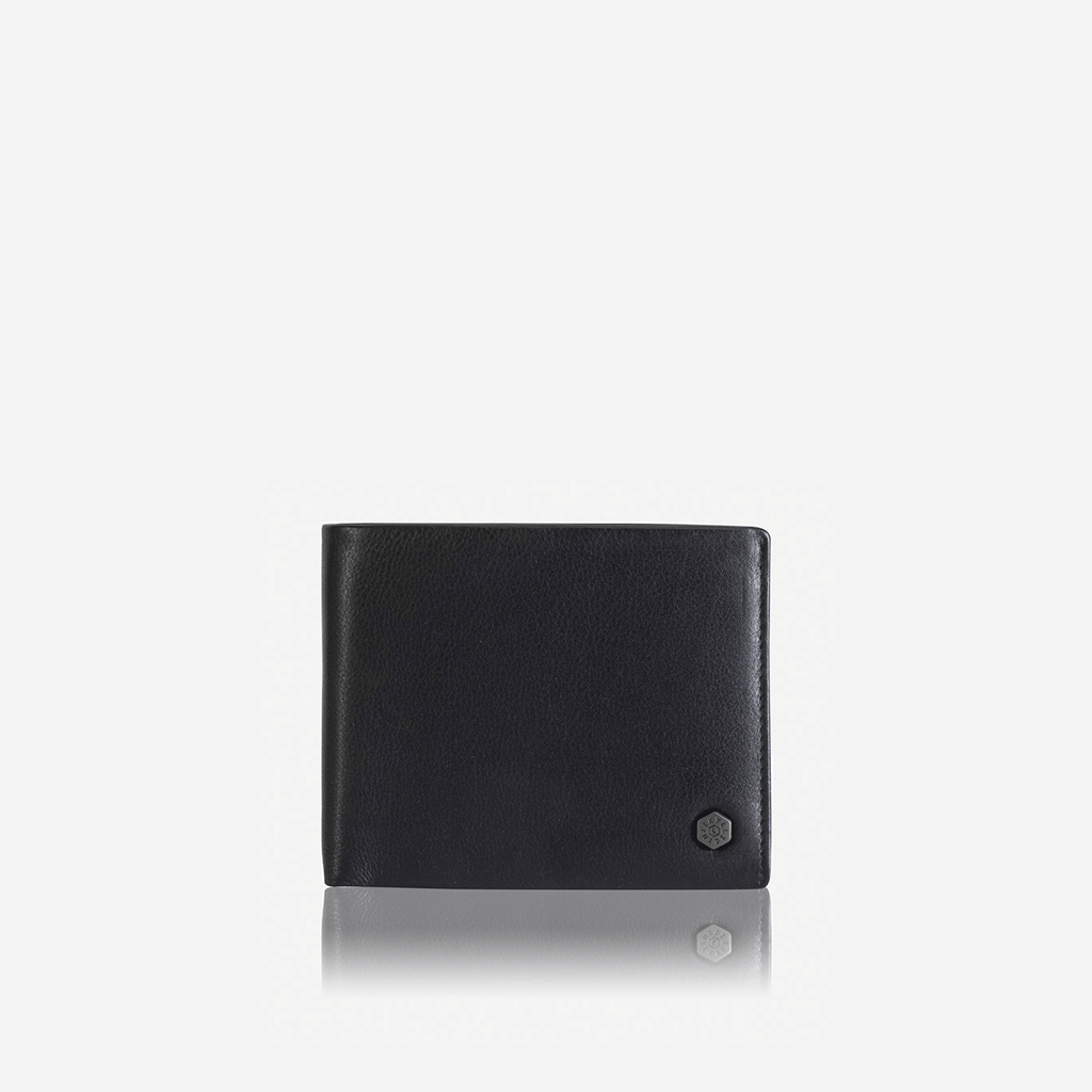 Black Leather Wallet Bifold Large RFID Secure Wallet Coin Pouch - Jekyll & Hide