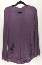 ABELA STORY +CO Womens Size S 1/2 Zip Purple Pullover Top Stretch USA Made