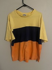 Vintage Hanes Made in USA Yellow/Orange Tri Colorblock T-Shirt - Men's XLarge
