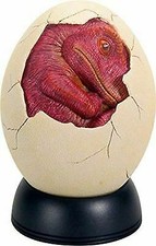 Ebros 5.25 Inch Red Baby Dinosaur in Cream Colored Egg Hatchling Collectible