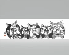 Japanese Tenugui Hand Towel Tapestry Wall Decor Cotton Nanika Cat 35.5" x 13.75"