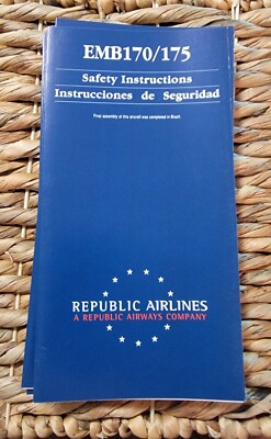 Embraer EMB170/175 Passenger Briefing Cards Republic Airline  Airways EMB 170