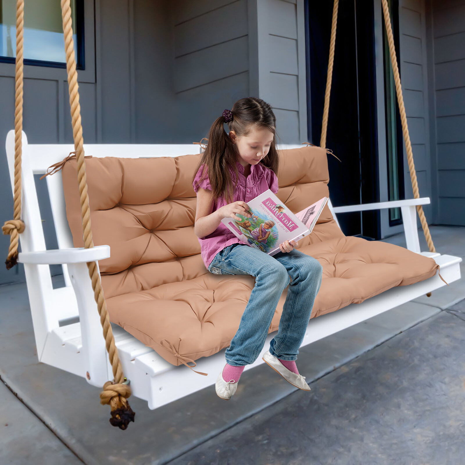 Garden Bench Cushion Outdoor Comfortable Patio Chair Cushions Waterproof Khaki