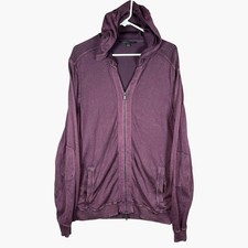 John Varvatos Zip Up Hoodie Mens Large Burgundy Classic Preppy